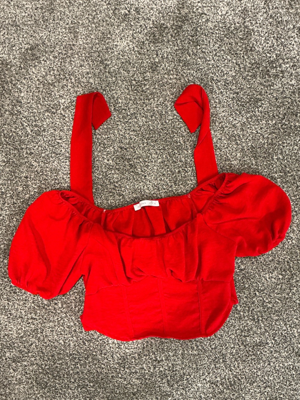 Altar'd State Red Puff Sleeve Crop Top